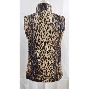Marc New York Quilted Vest Zipper Jacket Cheetah Gold Sleeveless Women's  Medium